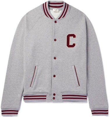 CELINE FW23 Jaket Varsiti Kelabu Berjalur Logo Butang. 2Y16D345F-09XO Order CELINE FW23 Jaket Varsiti Kelabu Berjalur Logo Butang. 2Y16D345F-09XO