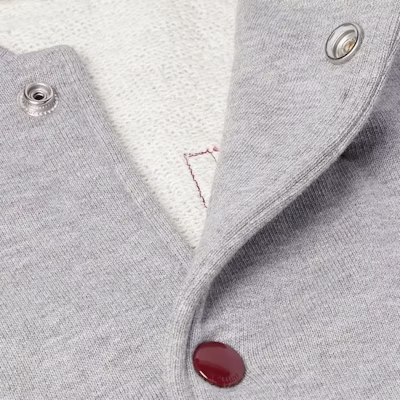 CELINE FW23 Jaket Varsiti Kelabu Berjalur Logo Butang. 2Y16D345F-09XO Details for CELINE FW23 Jaket Varsiti Kelabu Berjalur Logo Butang. 2Y16D345F-09XO