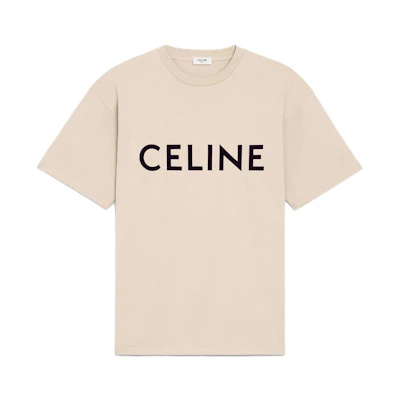 CELINE FW23 Letter Logo Print Crewneck Short Sleeve T-Shirt Beige. 2X681671Q-02SX
