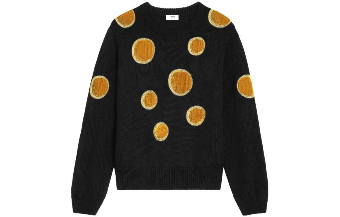 CELINE FW23  Polka Dot Print Round Neck Sweater Black. 2AD3T270W-38NO
