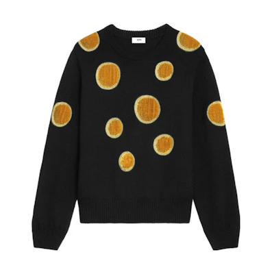 CELINE FW23 Polka Dot Print Round Neck Sweater Black. 2AD3T270W-38NO
