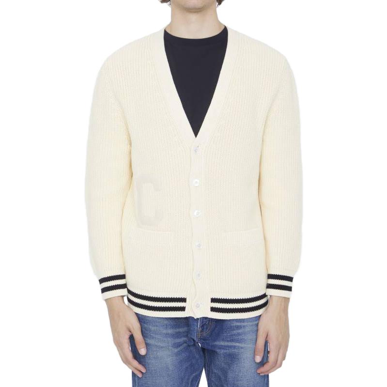 Lookbook セリーヌ FW23 スリムフィット 長袖 カーディガン セーター オフホワイト. 2AD7O192W60EB