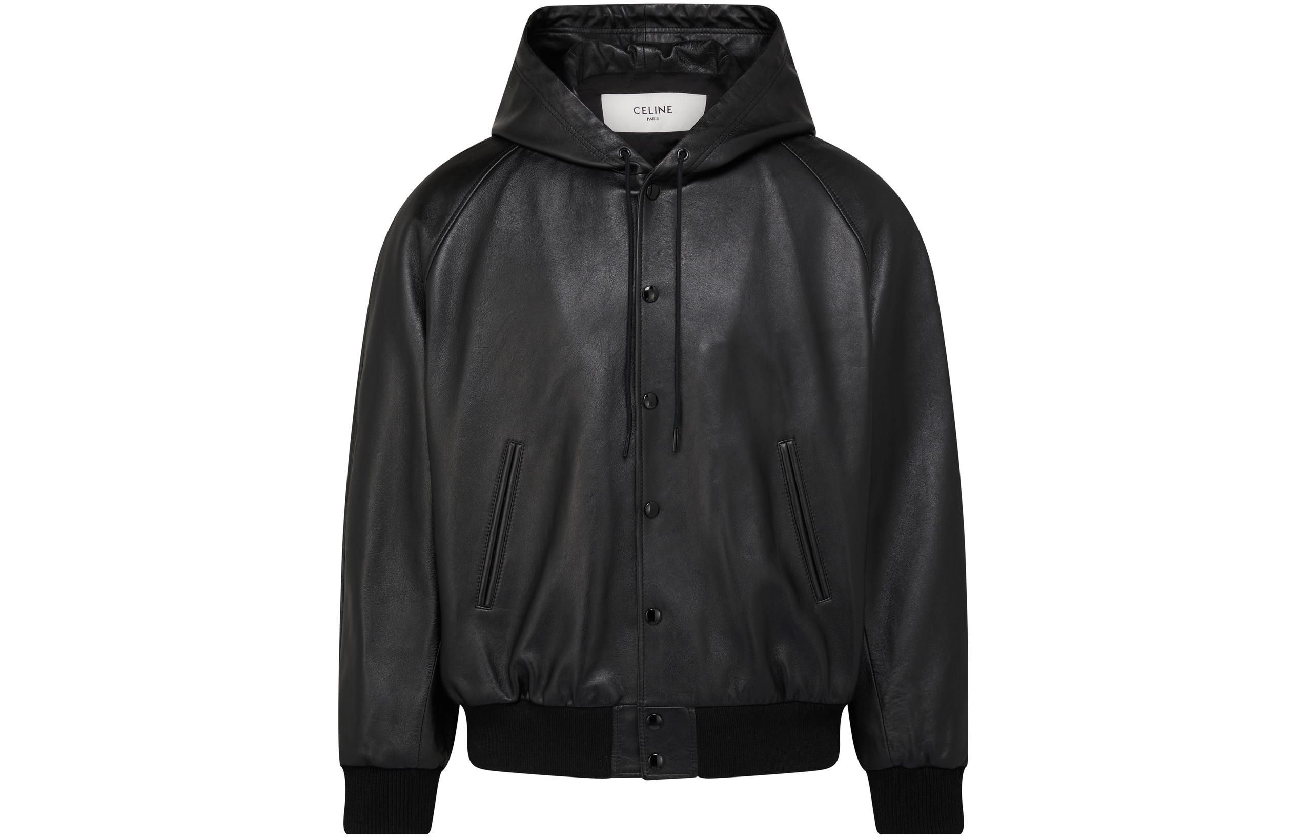 Celine FW23 Black Solid Color Logo Long Sleeve Jacket for Men CELD4EBK-BCK