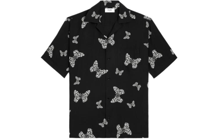 CELINE FW23 Butterfly Print Short Sleeve Shirt Black 2C946176W-12NC