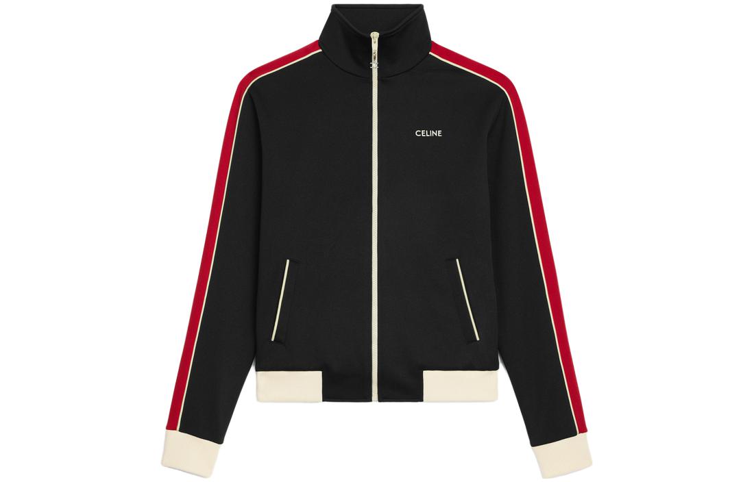 CELINE FW23 Colorblock Logo Embroidered Zip Jacket  Black 2Y14E121O-38FF