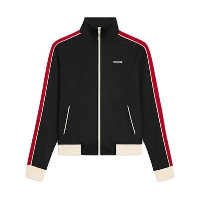 CELINE FW23 Colorblock Logo Embroidered Zip Jacket Black 2Y14E121O-38FF
