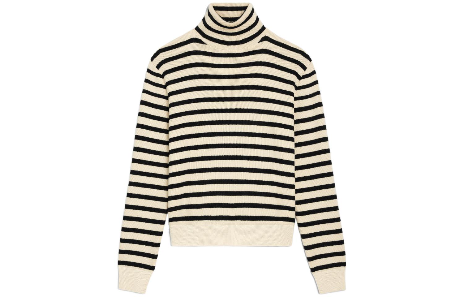 CELINE FW23 Colorblock Striped Turtleneck Sweater Beige 2ADV4240U-01CB