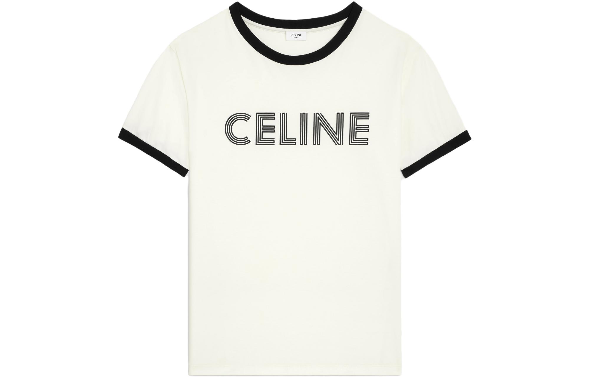 CELINE FW23 Contrast Trim Logo Print Short Sleeve T-Shirt Grey White Men’s. 2X49I671Q-01QF 圖 2