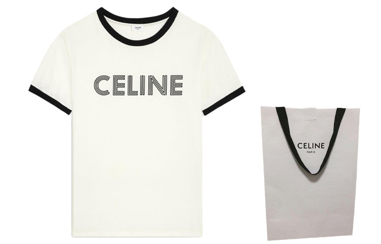 CELINE FW23 Contrast Trim Logo Print Short Sleeve T-Shirt Grey White Men’s. 2X49I671Q-01QF 圖 4