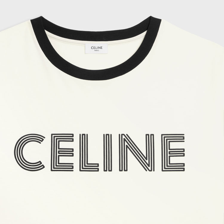 CELINE FW23 Contrast Trim Logo Print Short Sleeve T-Shirt Grey White Men’s. 2X49I671Q-01QF 圖 7