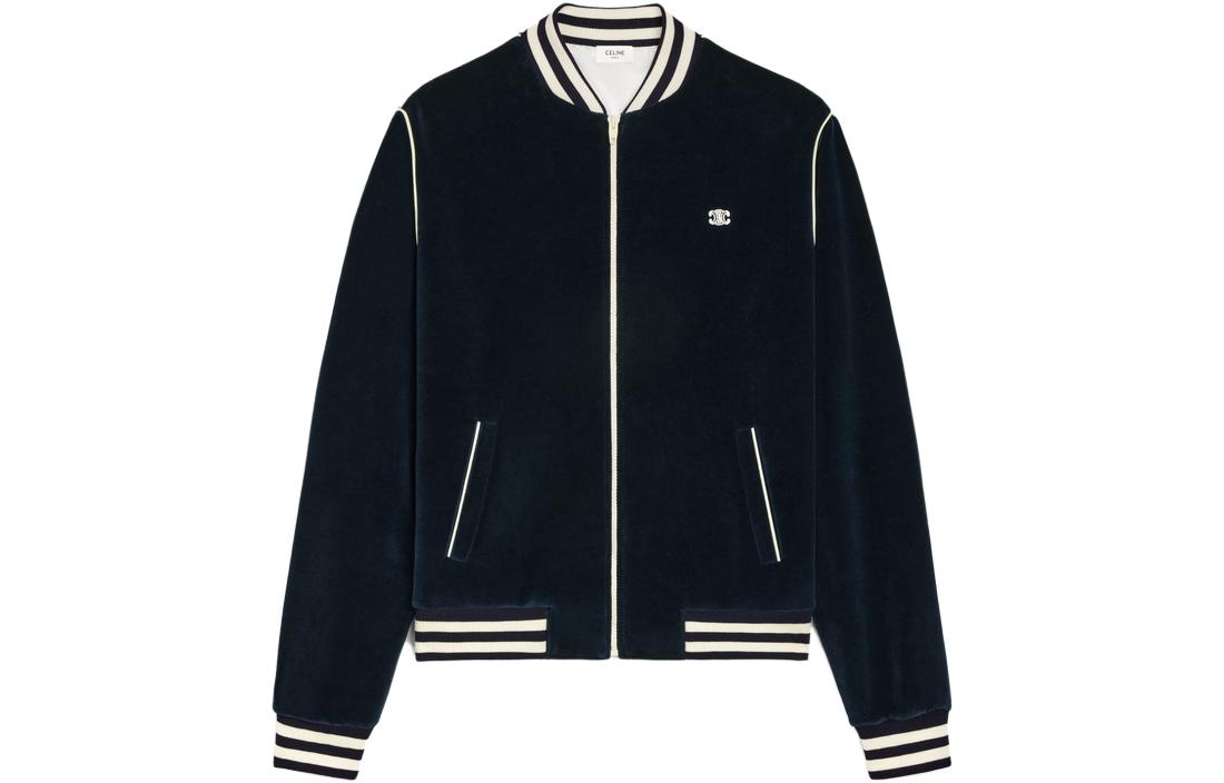 CELINE FW23 Striped Logo Long Sleeve Jacket Navy Blue  Outerwear. 2Y89C748Q-07XE 圖 2