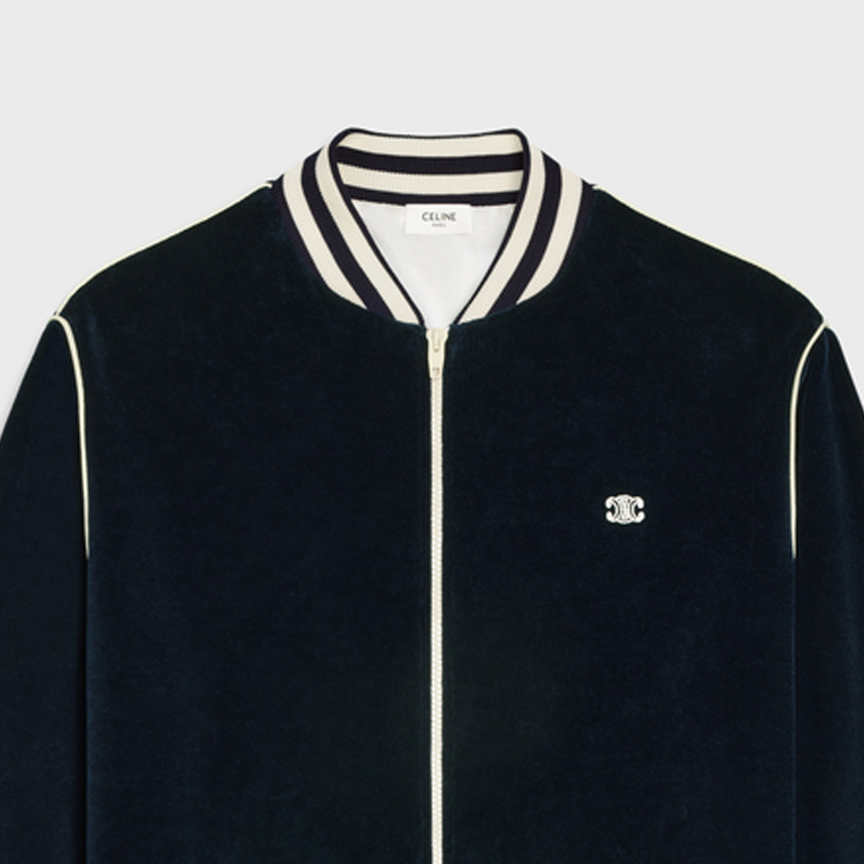 CELINE FW23 Striped Logo Long Sleeve Jacket Navy Blue  Outerwear. 2Y89C748Q-07XE 圖 4