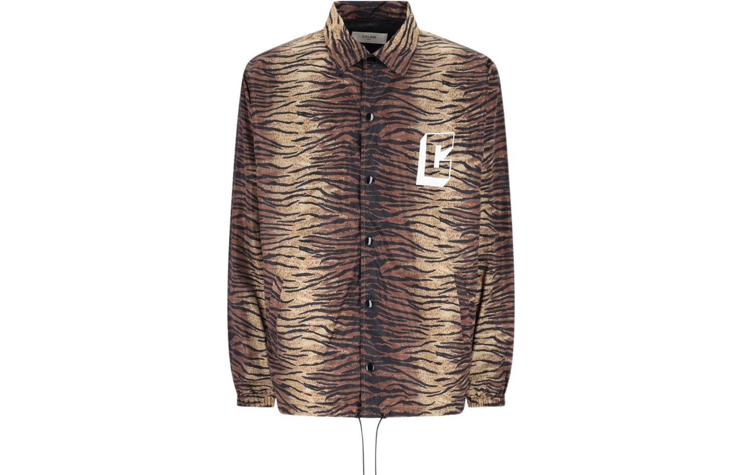 Celine FW23 Tiger Print Casual Jacket Brown 2W36A194W-02CG