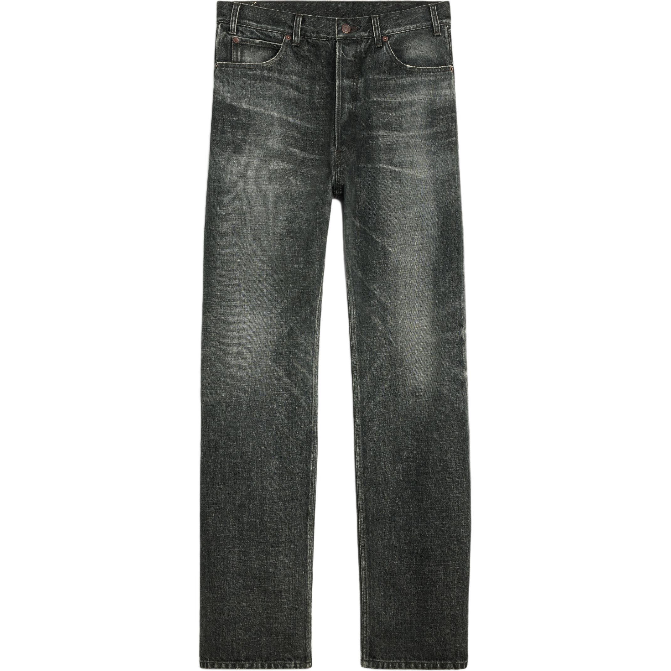 CELINE FW23 Washed Low Waist Studded Button Jeans Black 2N807444W-08DK