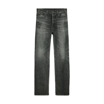 CELINE FW23 Washed Low Waist Studded Button Jeans Black 2N807444W-08DK