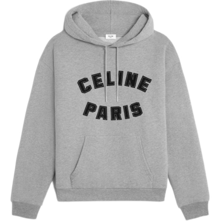 Order CELINE FW24 Hoodie Kelabu Logo Cetakan Lengan Panjang. 2Y88G670Q-09MB