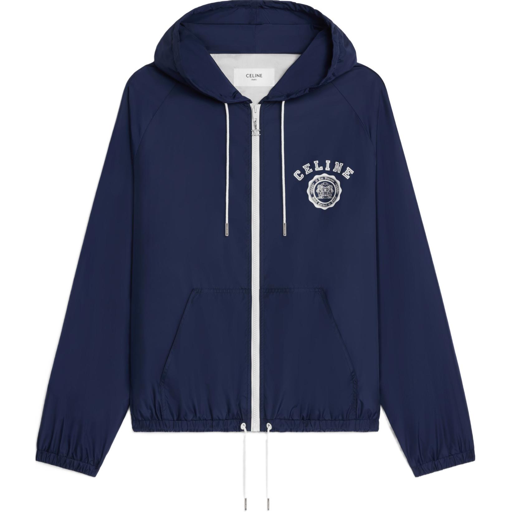 Celine FW24 Blue Letter Logo Hooded Zip-Up Jacket RV0280281-07EU