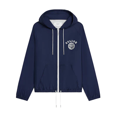 Celine FW24 Blue Letter Logo Hooded Zip-Up Jacket RV0280281-07EU
