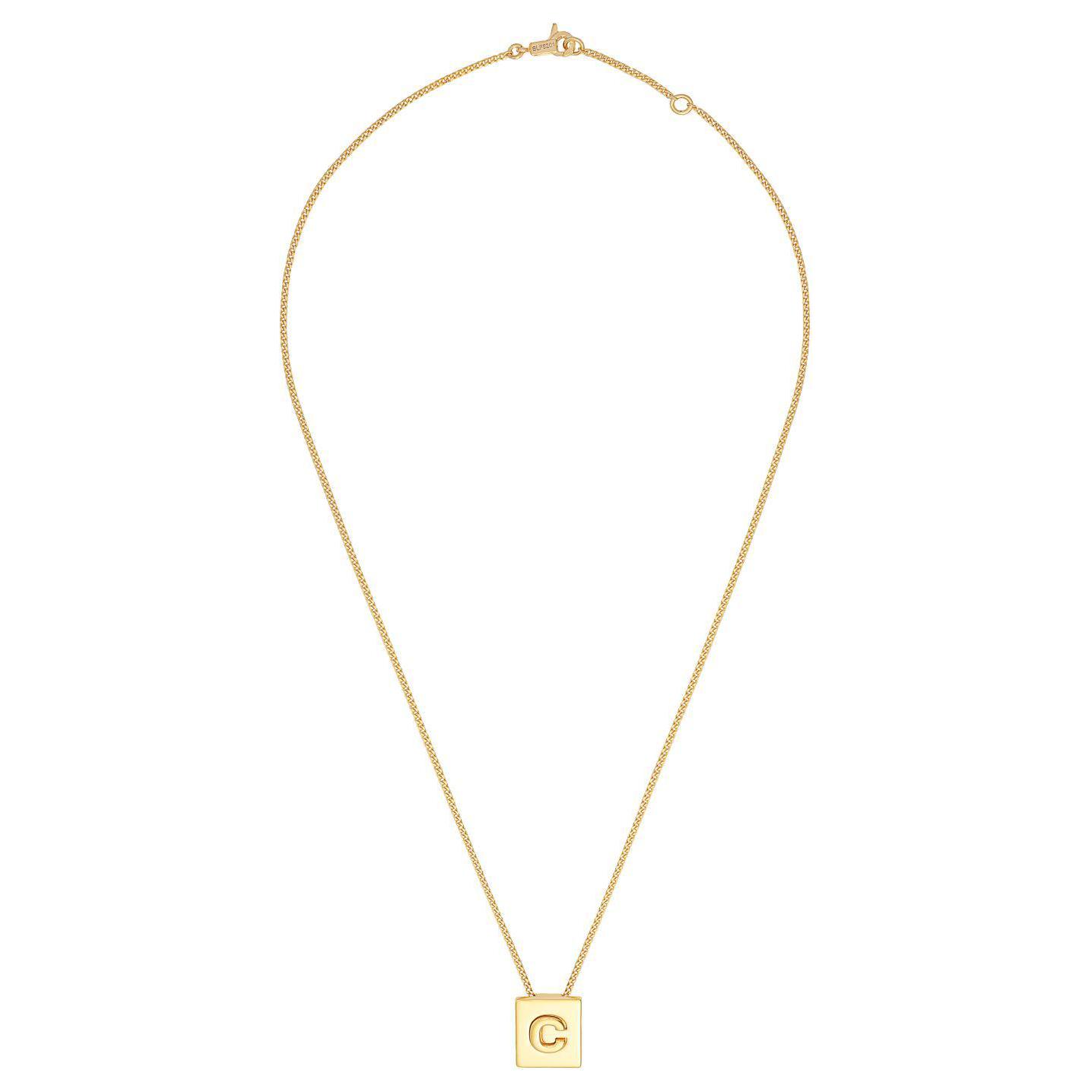 Shop 셀린느 골드 C 알파벳 브라스 목걸이 유니섹스 커플 디자인. 46N0C6BRA.35OR