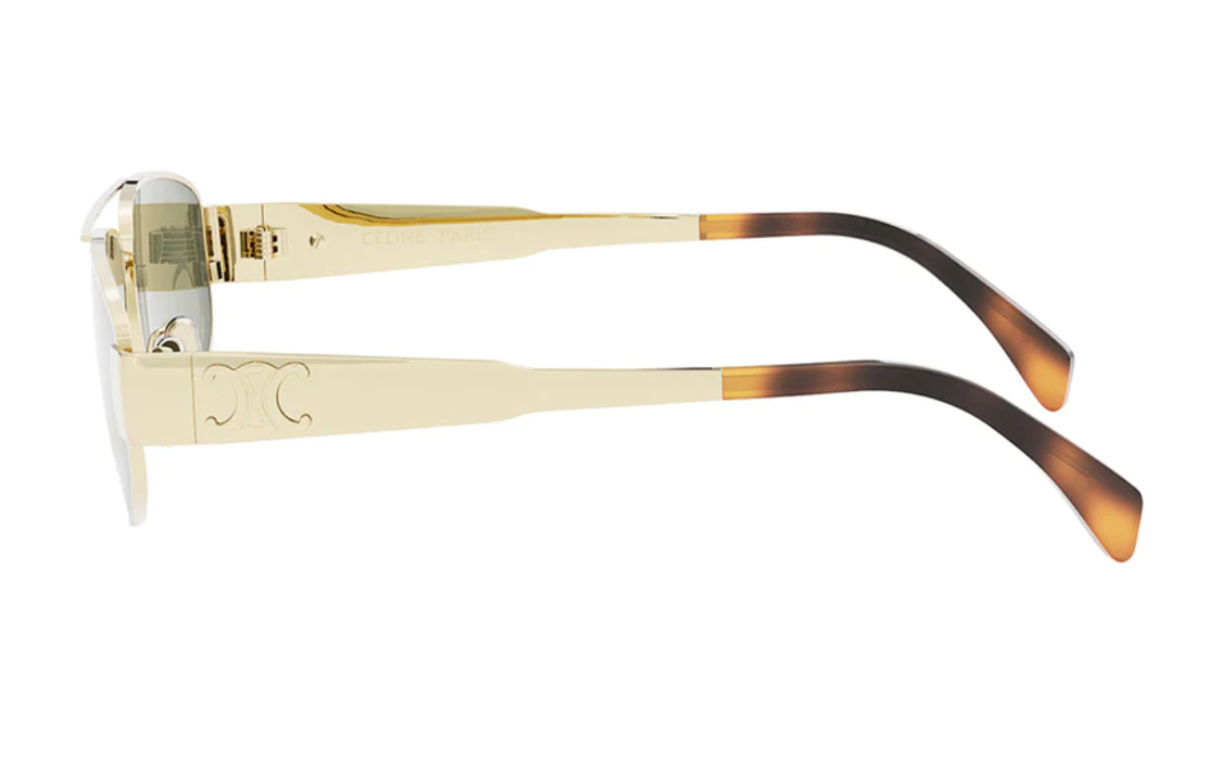 Shop Gafas de Sol Aviador de Metal Dorado CELINE Unisex Estilo Pareja. CL40281U30N
