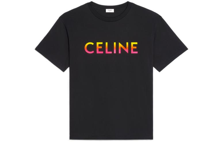CELINE Gradient Logo Relaxed Black T-Shirt for Men. 2X10B671Q-38NO