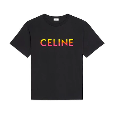 CELINE Gradient Logo Relaxed Black T-Shirt for Men. 2X10B671Q-38NO