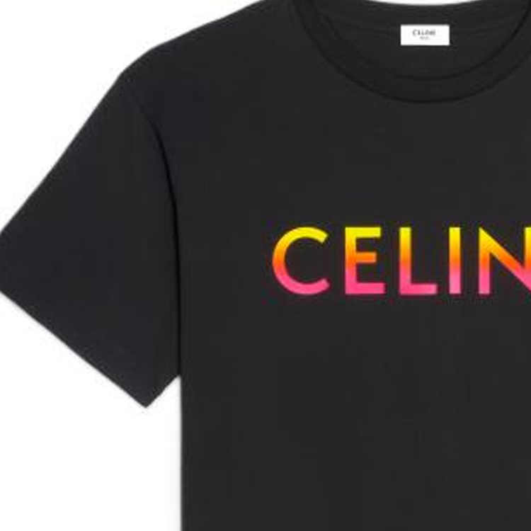 Details for CELINE Kaos Hitam Pria Logo Gradient Model Santai. 2X10B671Q-38NO