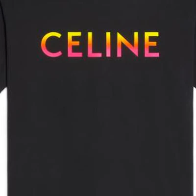 CELINE Gradient Logo Relaxed Black T-Shirt for Men. 2X10B671Q-38NO Sizing CELINE Gradient Logo Relaxed Black T-Shirt for Men. 2X10B671Q-38NO