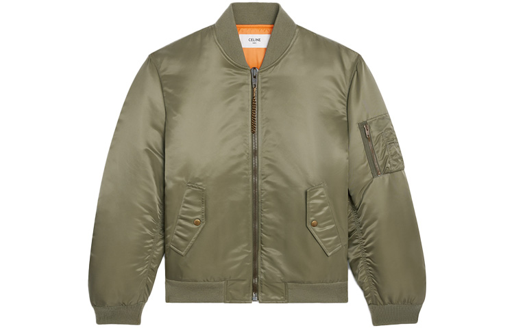 Celine Green Nylon Twill Loose Fit Bomber Jacket 2W426889O-02KK