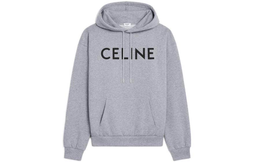 Celine Grey Monochrome Logo Printed Long Sleeve Sweatshirt for Men 2Y321670Q-09GB