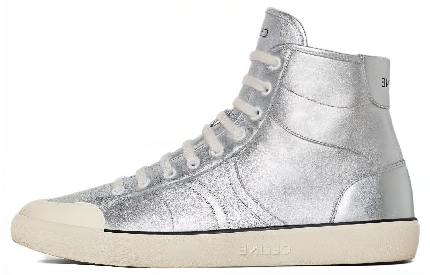 CELINE High-Top Leather Sneakers 'Silver' 356243093C.36AG