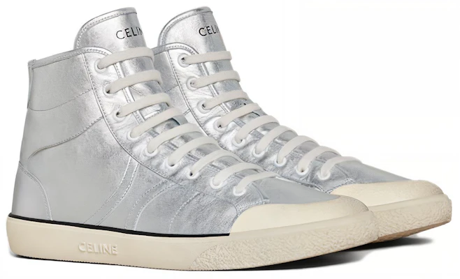 CELINE Sepatu Sneakers Kulit Tinggi 'Silver' 356243093C.36AG Order CELINE Sepatu Sneakers Kulit Tinggi 'Silver' 356243093C.36AG