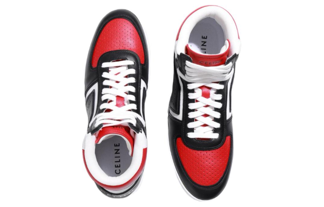 Shop CELINE賽琳 牛皮 耐磨舒適高幫 時尚板鞋 男款 黑白紅