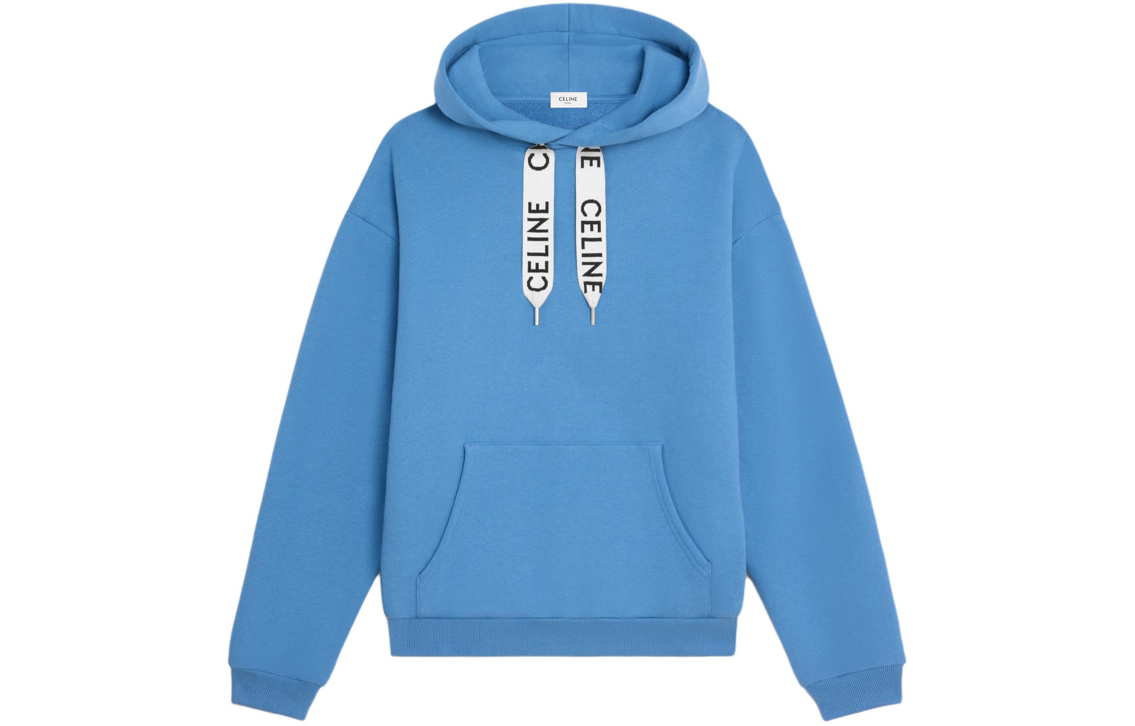 Celine Hoodie Gray Blue Alphabet Logo Printed Loose-Fit Long Sleeve 2Y468670Q-07QD