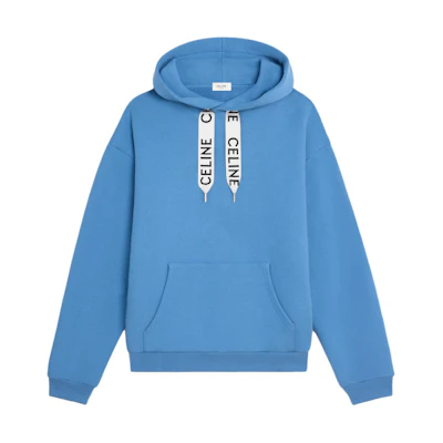 Celine Hoodie Gray Blue Alphabet Logo Printed Loose-Fit Long Sleeve 2Y468670Q-07QD