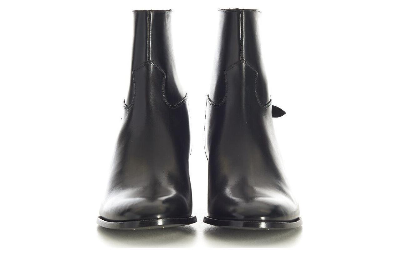 Shop CELINE 赛琳 牛皮 簡約舒適 短靴 5cm 男款 黑色