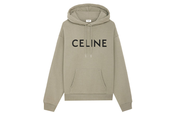 Order CELINE Baju Sejuk Fleece Berlapis Logo Cetak Khaki. 2Y321670Q-02KC
