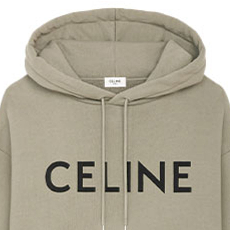 Details for CELINE Baju Sejuk Fleece Berlapis Logo Cetak Khaki. 2Y321670Q-02KC