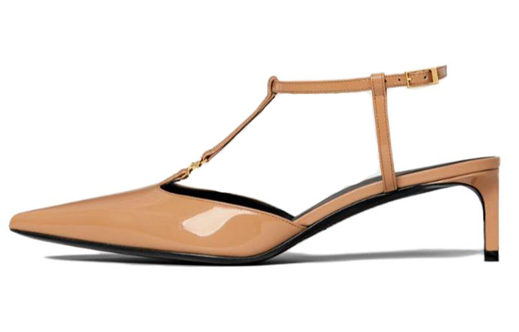 CELINE Kitten Patent T-Bar Strap Pump Cappuccino (Womens)