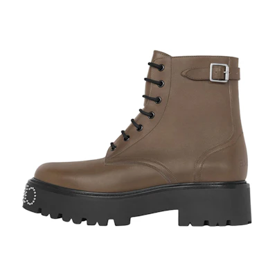 CELINE Lace-Up Ankle Boot 'Brown Leather'