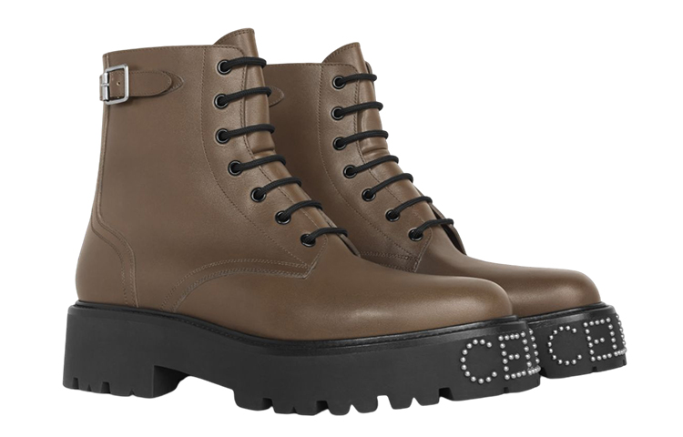 CELINE Lace-Up Ankle Boot 'Brown Leather' 圖 4