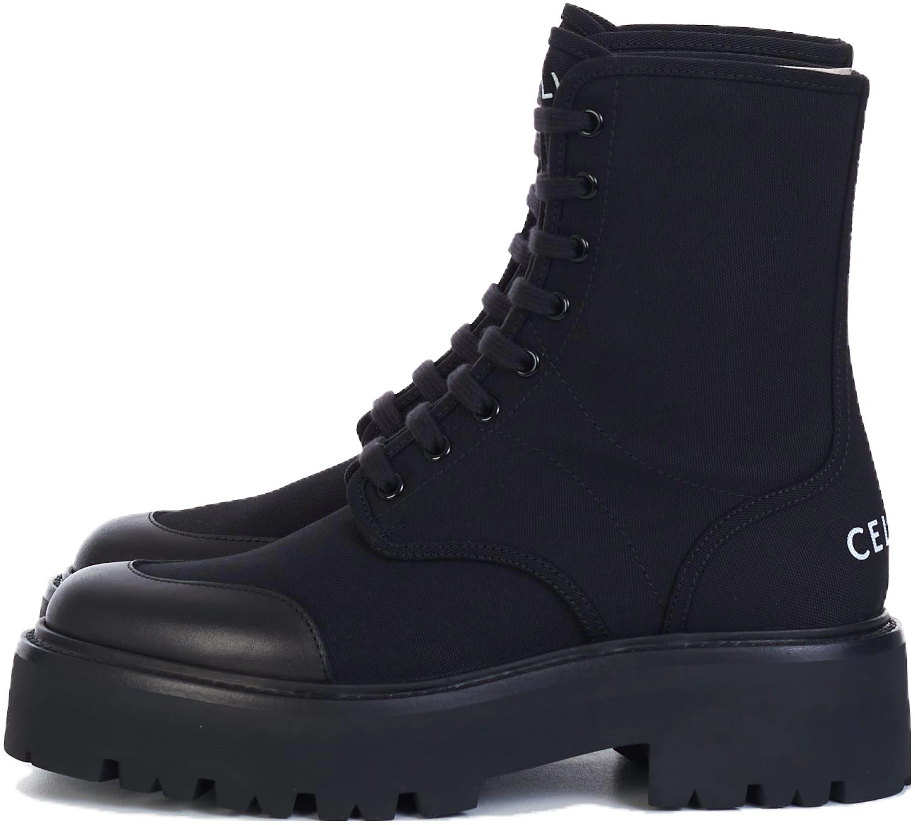 celine-canvas-lace-up-round-toe-short-boots-black-fashion-351952245-c-38-no