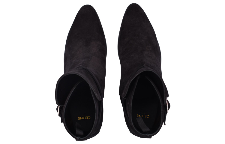 Shop CELINE Leather Ankle Boots 'Black Buckle' 331883003C.38NO
