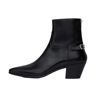 CELINE Leather Buckle Ankle Boot 'Black'