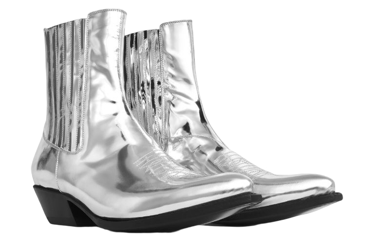 Lookbook 賽琳CELINE 皮革 時尚 短筒 切爾西靴 銀色