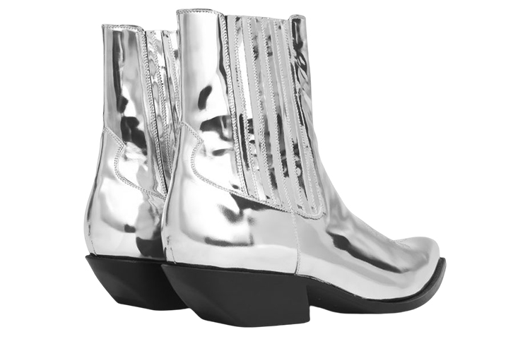 Shop 賽琳CELINE 皮革 時尚 短筒 切爾西靴 銀色