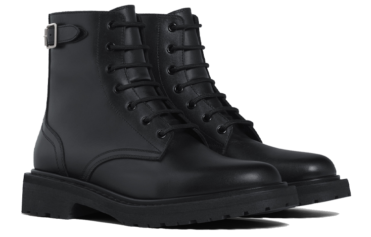 Lookbook CELINE Leather Lace-Up Ankle Boots 'Black Fashion' 344243579C.38NO
