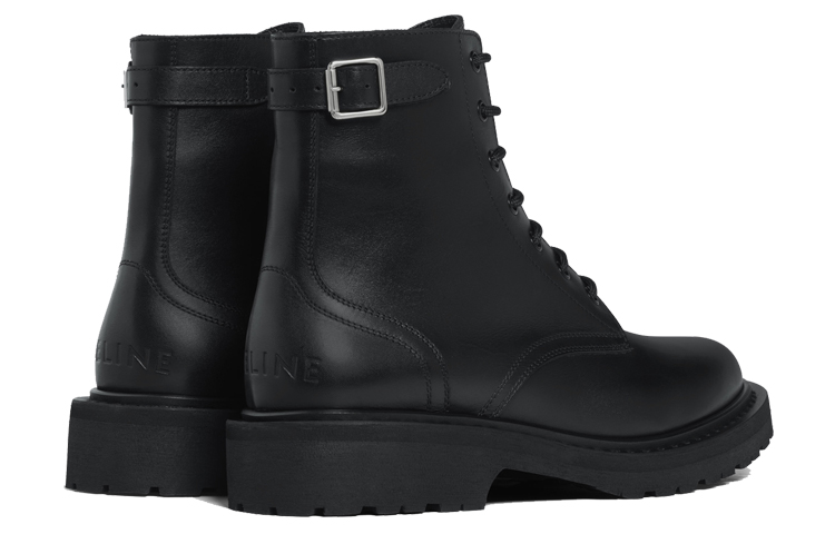 Shop CELINE Leather Lace-Up Ankle Boots 'Black Fashion' 344243579C.38NO