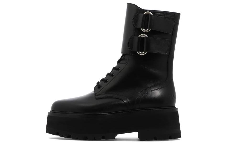 CELINE Leather Lace-Up Chunky Ankle Boots 'Black' 352643579C.38NO