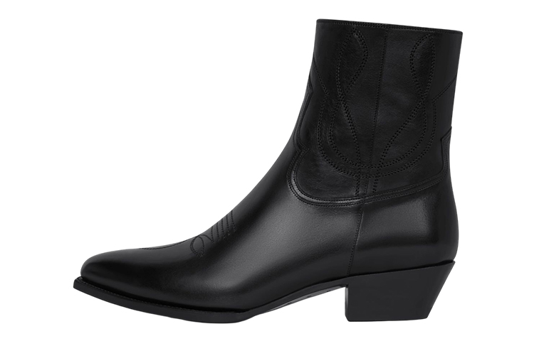 CELINE Leather Pointed Toe Zip Ankle Boot 'Black' 350933492C.38NO